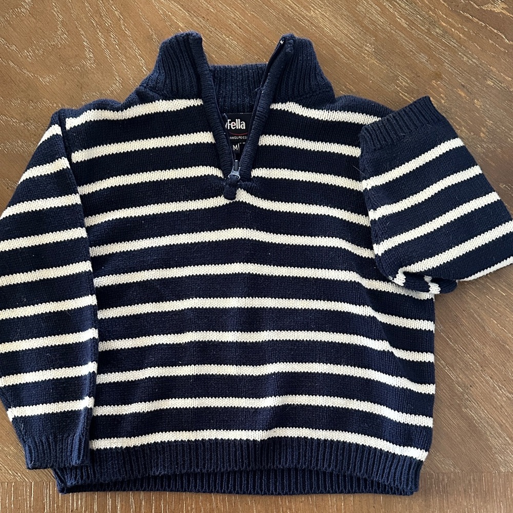 Striped Navy and White Half-Zip Sweater - Toddler 24M